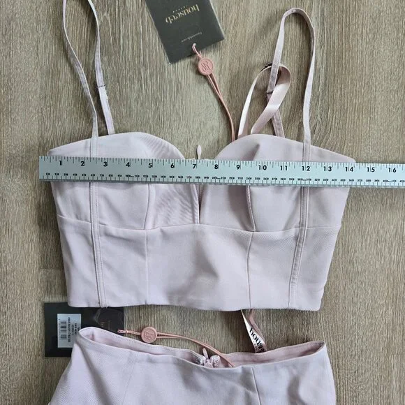 House of CB Pabla Bralette Top & Rita Midi Skirt Set Pink Small New With Tags - Picture 6 of 16